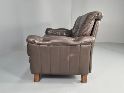 Vintage 2 Seater Sofa Danish Brown Leather Mid Century Retro 1970s EB11929a M2SS19