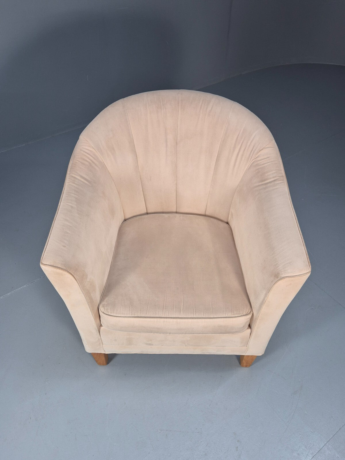 Mordern Danish Cream Faux Suede Tub Chair Beech Legs EB9308 MNOR - UKDK FURNITURE