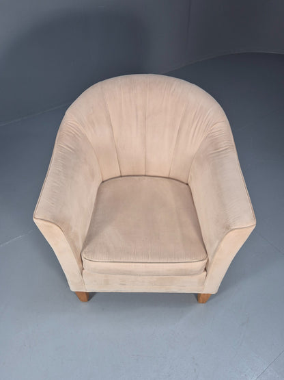 Mordern Danish Cream Faux Suede Tub Chair Beech Legs EB9308 MNOR - UKDK FURNITURE