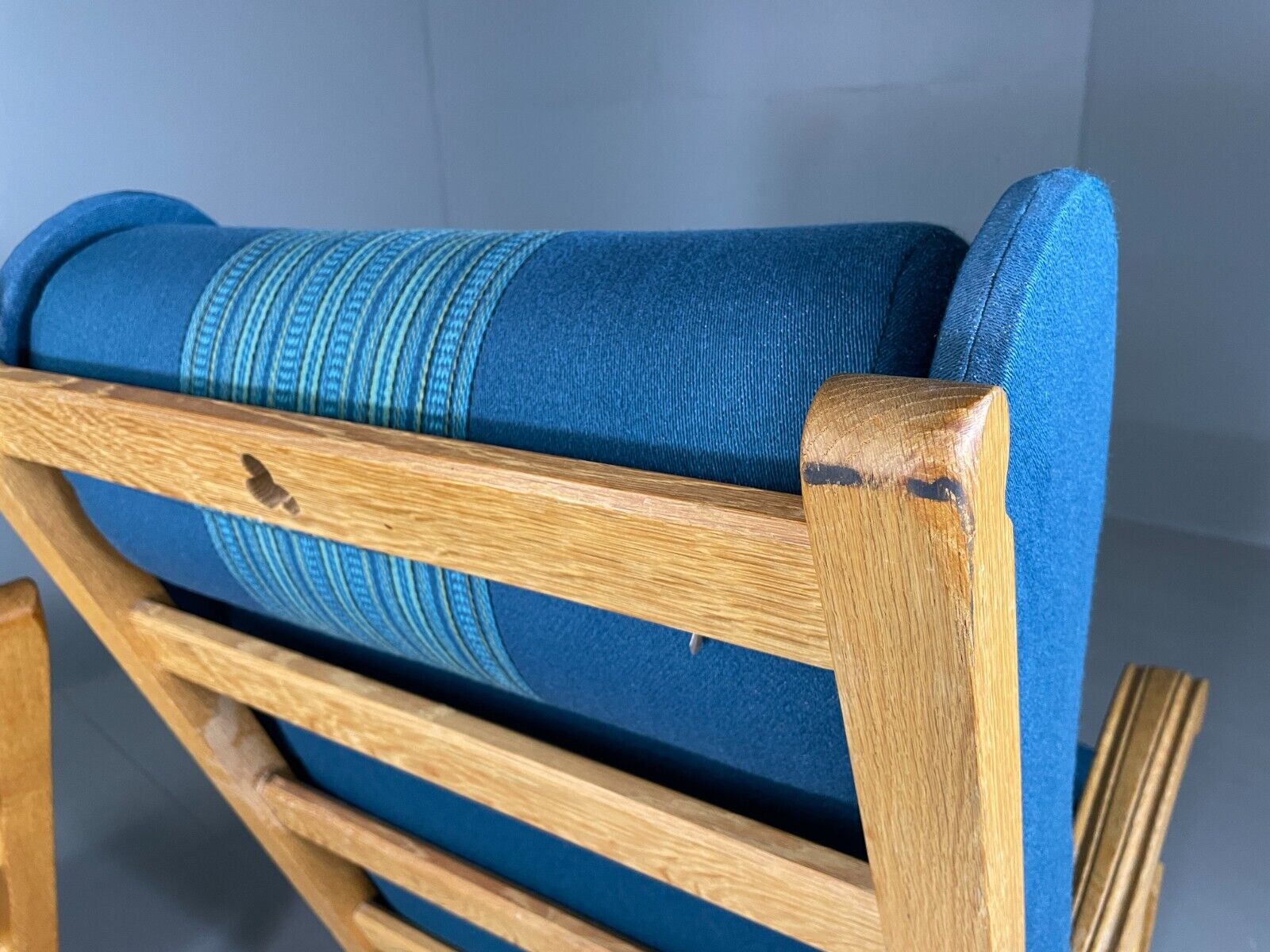 2 Vintage Danish Lounge Chairs Blue Oak Kjaernulf Retro EB6718 MNOR - UKDK FURNITURE