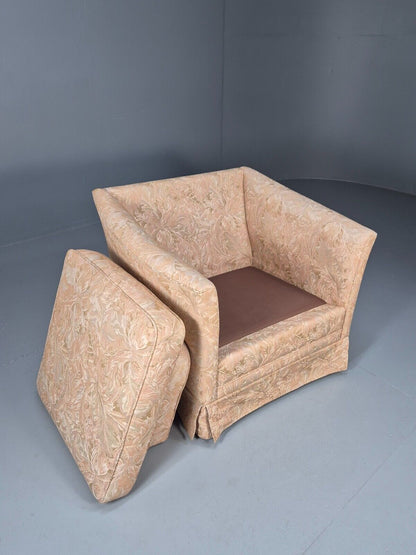 Vintage Danish Lounge Chair Peach Floral Upholstery 1970s Retro EB8974 VCLO - UKDK FURNITURE