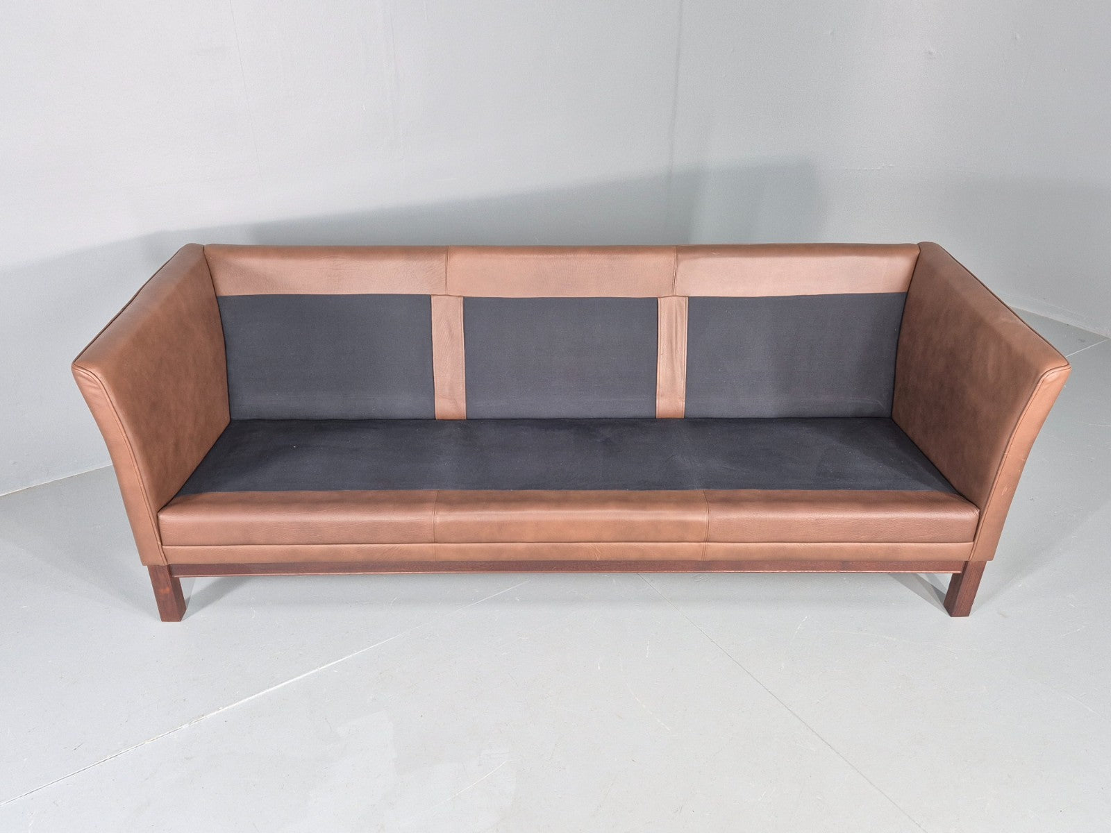 Vintage Danish 3 Seater Sofa Danish Brown Leather 1970s Retro MCM  EB10486 M3SS9