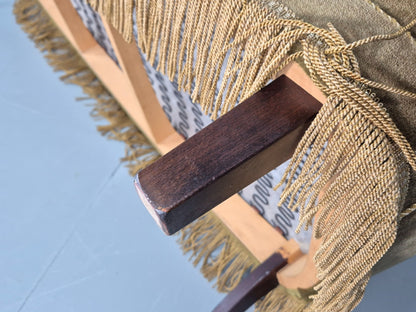 Vintage Danish  Banana Sofa Green Velour Tassels 1960s Retro MCM  EB10802 V3SS8