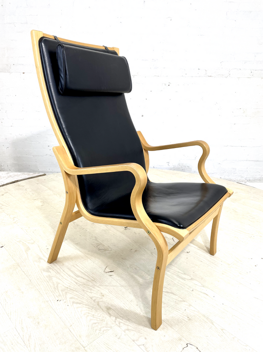 Vintage Danish Leather and Bentwood Lounge Chair, Retro, MCM, EB4444 MBEN - UKDK FURNITURE