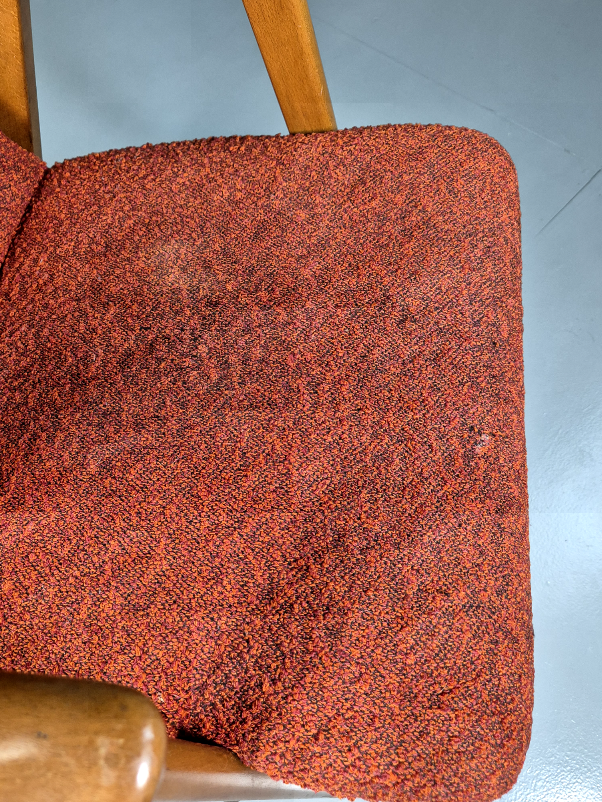 Vintage Swedish Lounge Chair Orange Beech Wood Frame Retro 1960s MCM EB7244 MNOR8