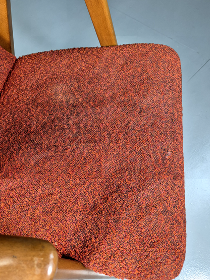 Vintage Swedish Lounge Chair Orange Beech Wood Frame Retro 1960s MCM EB7244 MNOR8