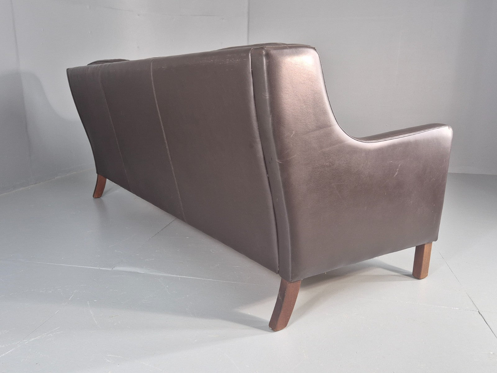 Vintage 3 Seat Sofa Brown Leather Danish Mid Century 1970s Retro  EB10537 M3SS15