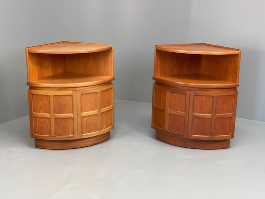 Vintage Nathan Bedside Cabinets Corner Units Pair Squares Retro EB11675 MWOO1