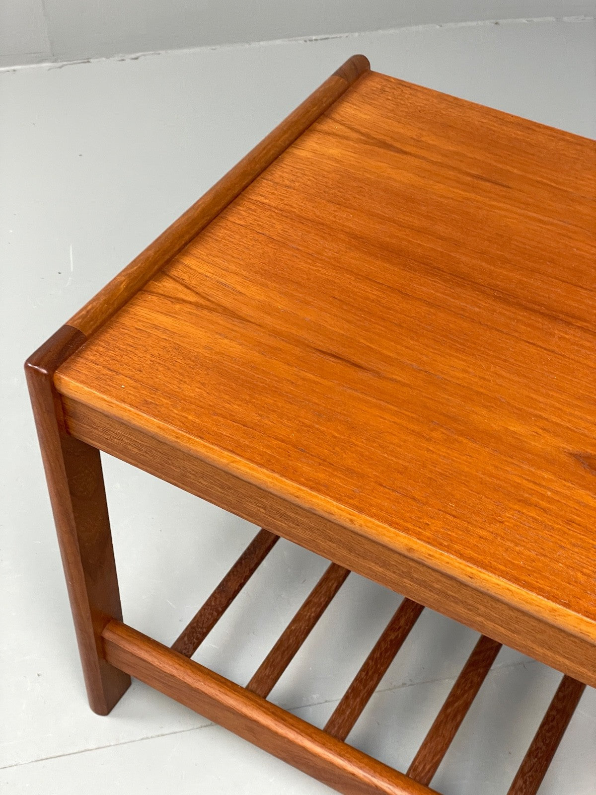 Vintage Teak Side Table Danish 1970s With Magazine Rack Bedside  EB11049 MWOO8