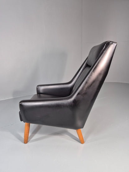 1960s High Back Lounge Chair Vintage Danish MCM Retro Teak Legs EB11330 MNOR16