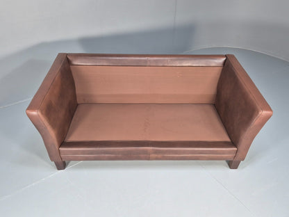 Vintage Danish Two Seater Settee in Brown Leather 1970s Danish Retro EB8351 M2SS7