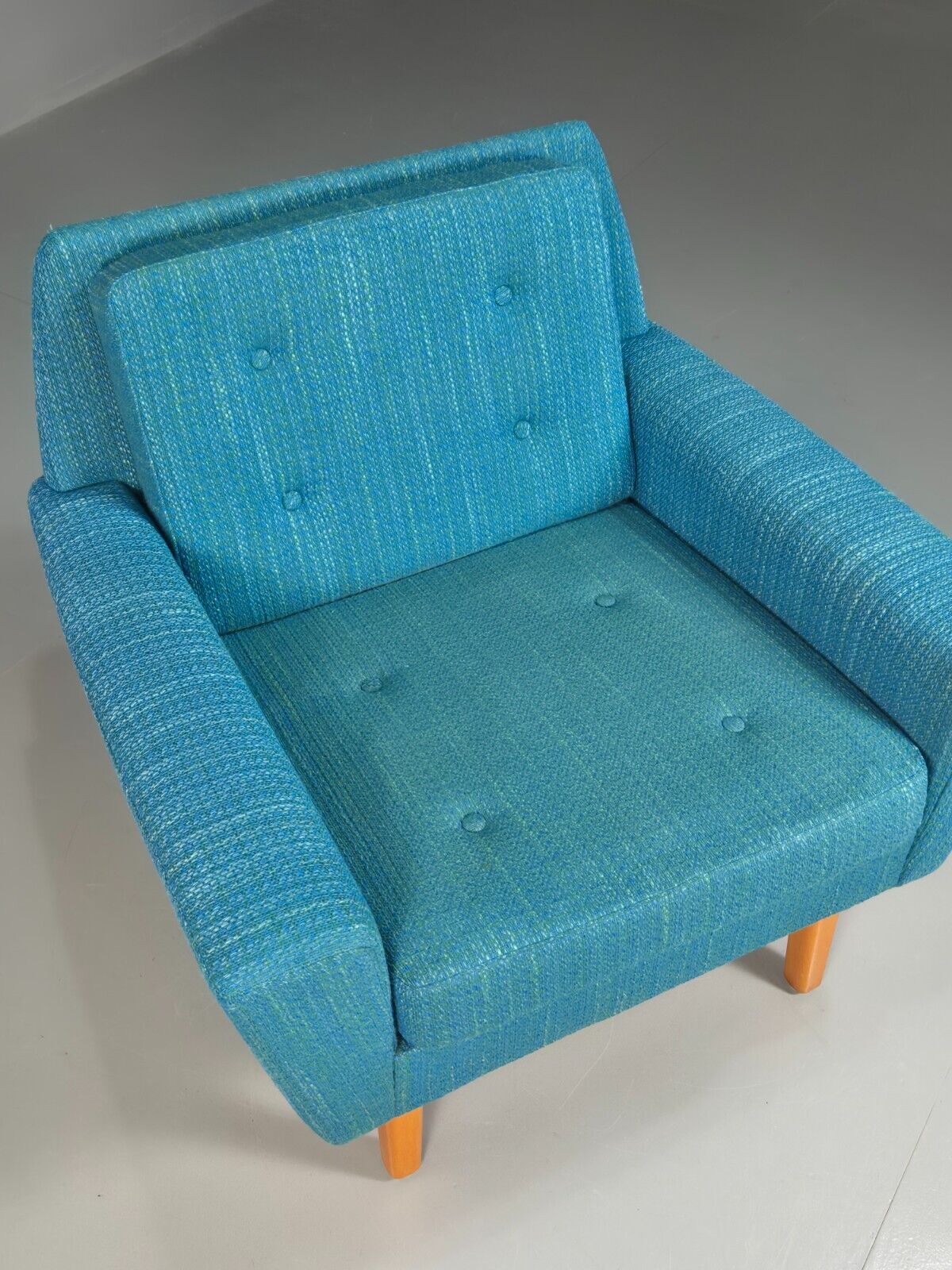 Vintage Swedish Lounge Chair Blue Wool Retro 1960s MCM EB7894 MNOR - UKDK FURNITURE