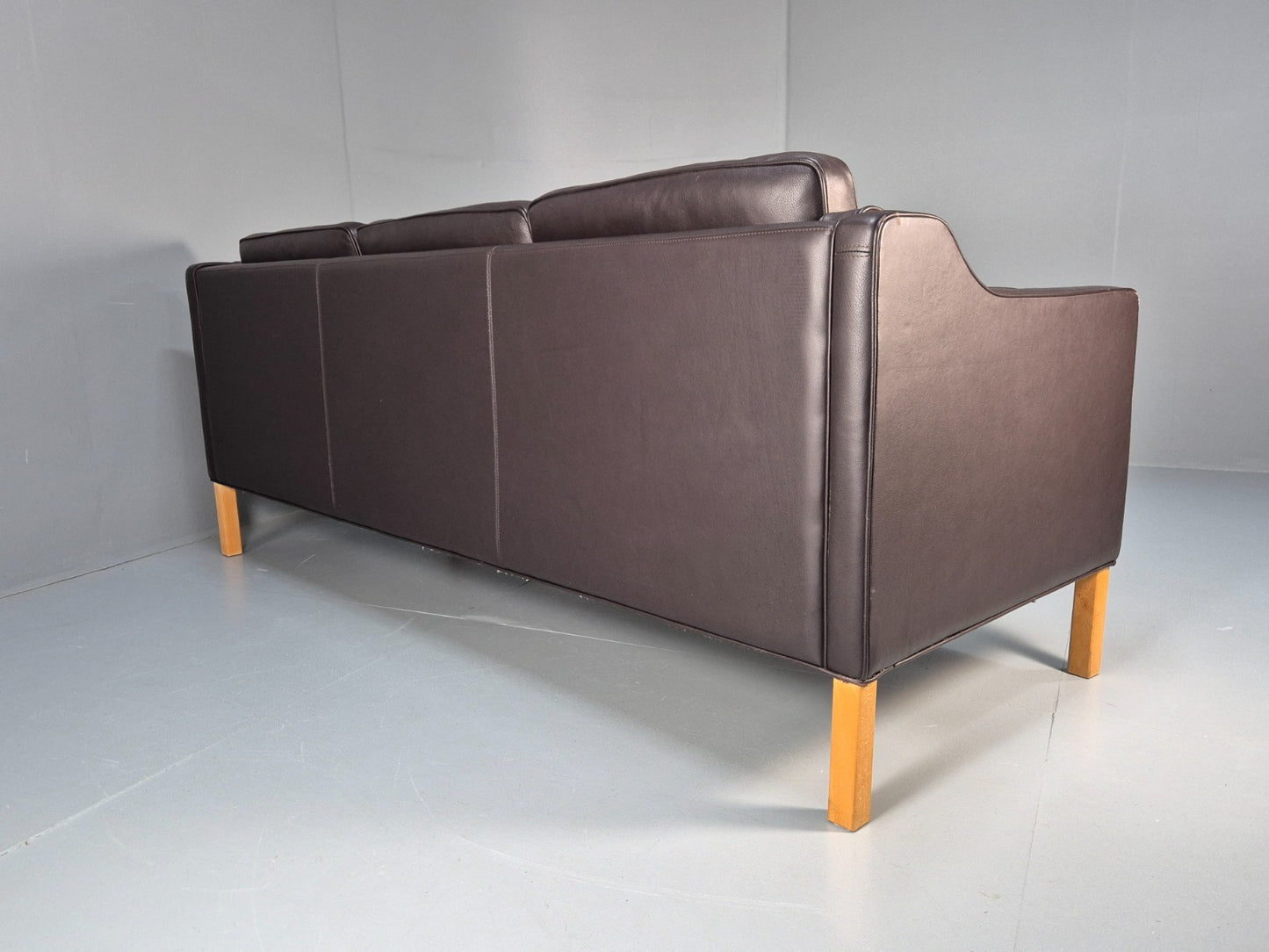 Vintage Danish 3 Seat Sofa Dark Brown Leather 1970s Retro MCM EB10071 M3SS13