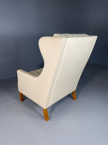 Vintage Danish Lounge Chair Cream Wool Wing Back 1979s Retro MCM EB6620 MNOR10