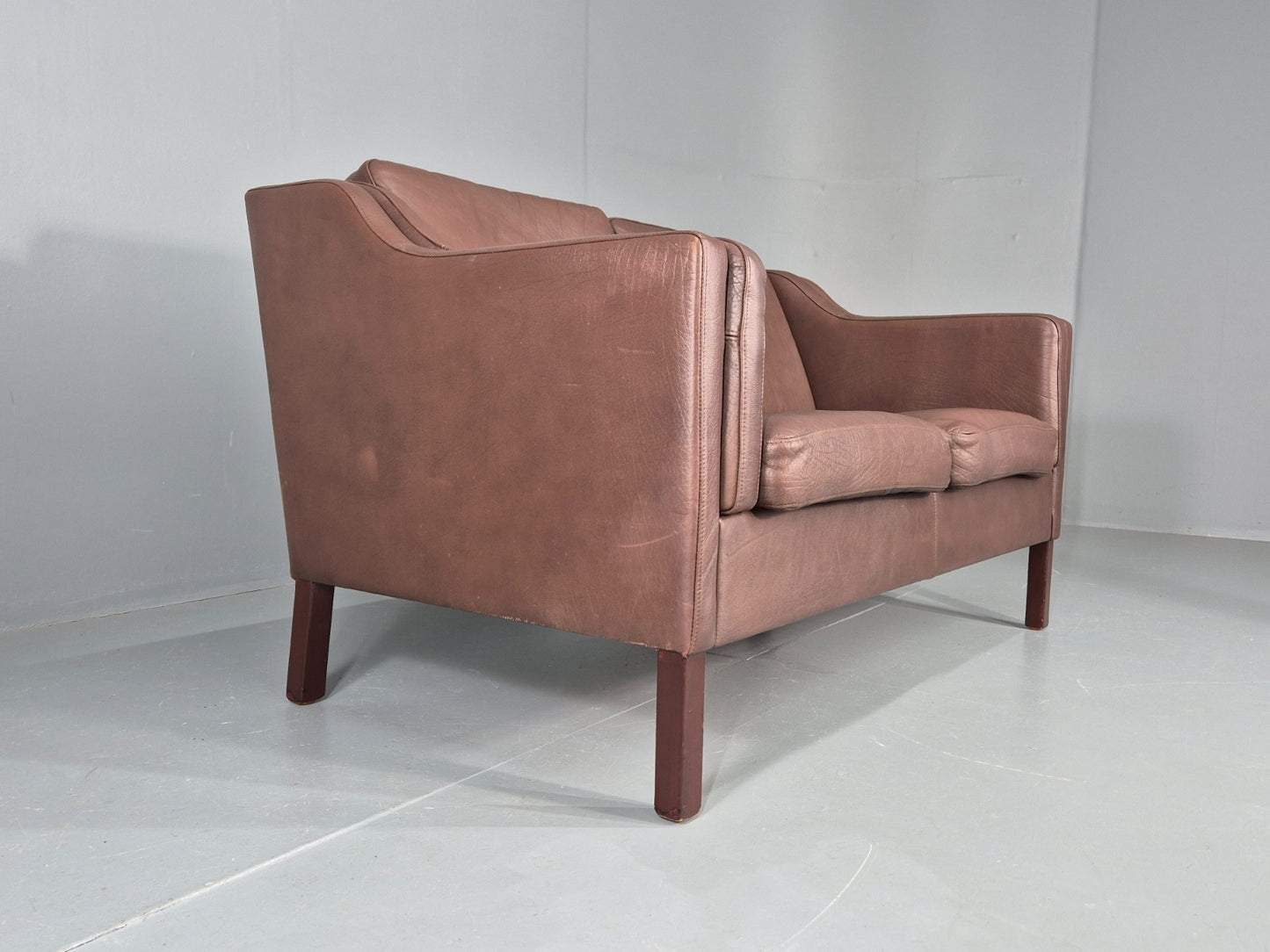 Vintage 2 Seater Sofa Danish Brown Leather Mid Century Retro 1970s EB9304 M2SS10