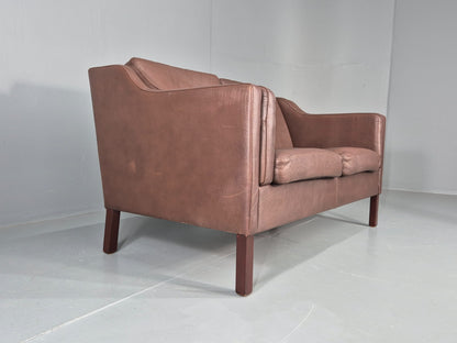 Vintage 2 Seater Sofa Danish Brown Leather Mid Century Retro 1970s EB9304 M2SS10