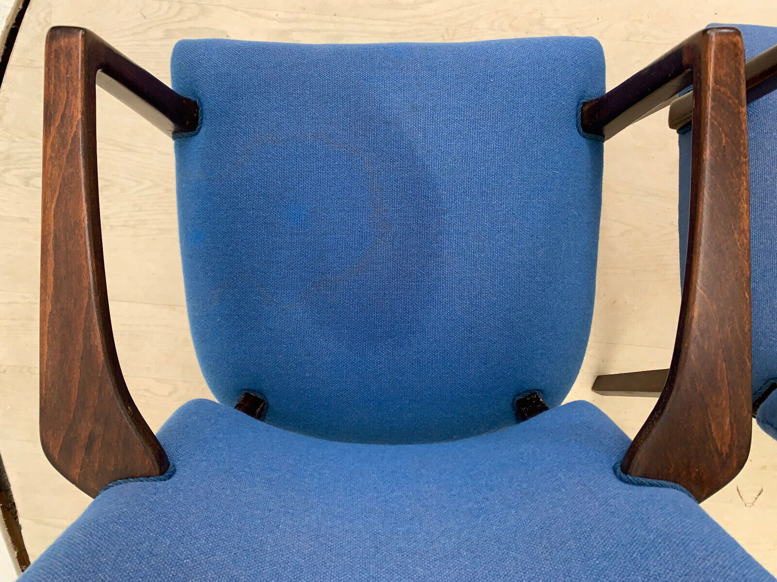 Set of Three Danish Beech Desk Chairs with Blue Wool Vintage EB3767 MDIN - UKDK FURNITURE