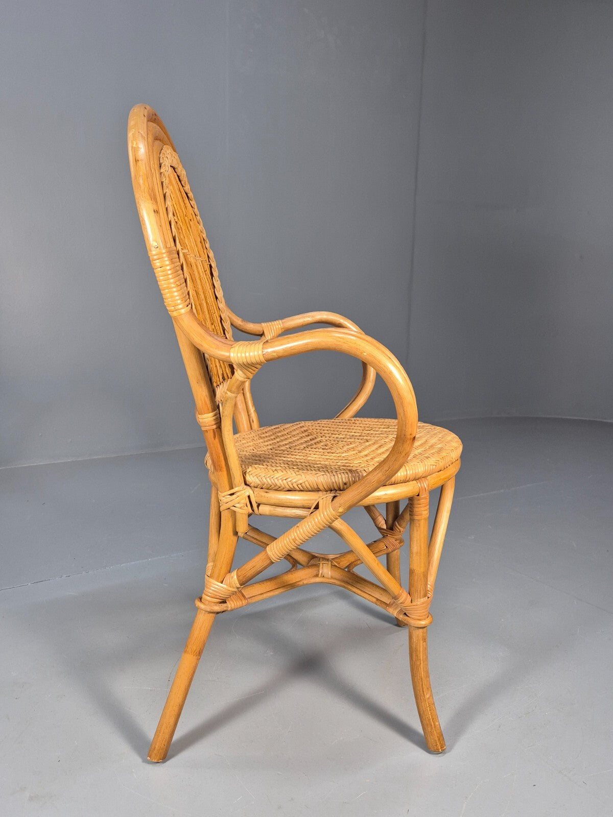 Vintage Cane Rattan Armchair 1980s Retro EB9685 VBER - UKDK FURNITURE