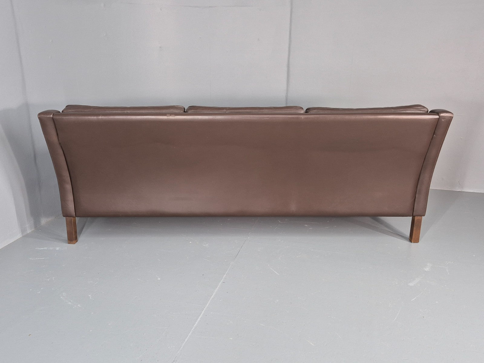 Vintage 3 Seat Leather Sofa 1970s Danish Brown Mid Century Retro EB10519 M3SS20