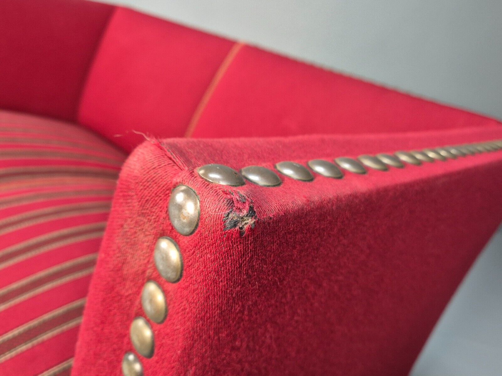 Vintage Danish 2 Seat Sofa Red Wool Oak Bun Feet Antique 1920s EB8940 M2SS - UKDK FURNITURE