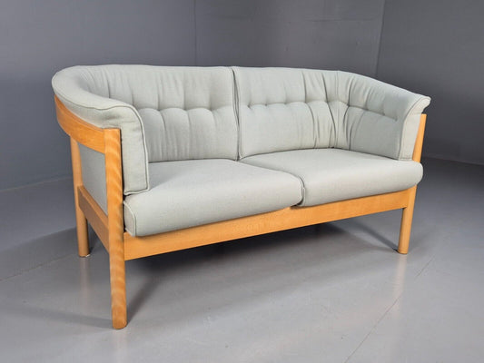 Vintage Danish 2 Seat Sofa Blue Wool Beech Curved Frame Nielaus MCM EB8549 M2SS - UKDK FURNITURE