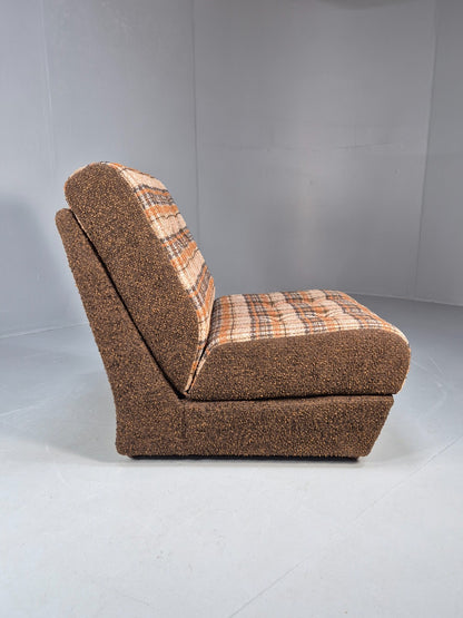 Vintage Sofabed Chair Schreiber Put U Up Checked Brown Wool 1970s EB9987 M4SS6