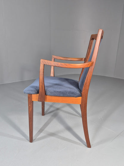Vintage G plan Carver Chair 1980s Retro Teak Blue Velour EB11526 MDIN10