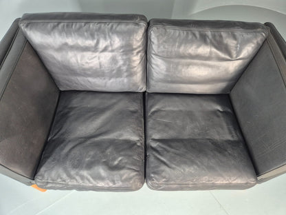 Vintage Danish Two Seater Leather Sofa Quality Feather Filled Retro EB11635 M2SS6