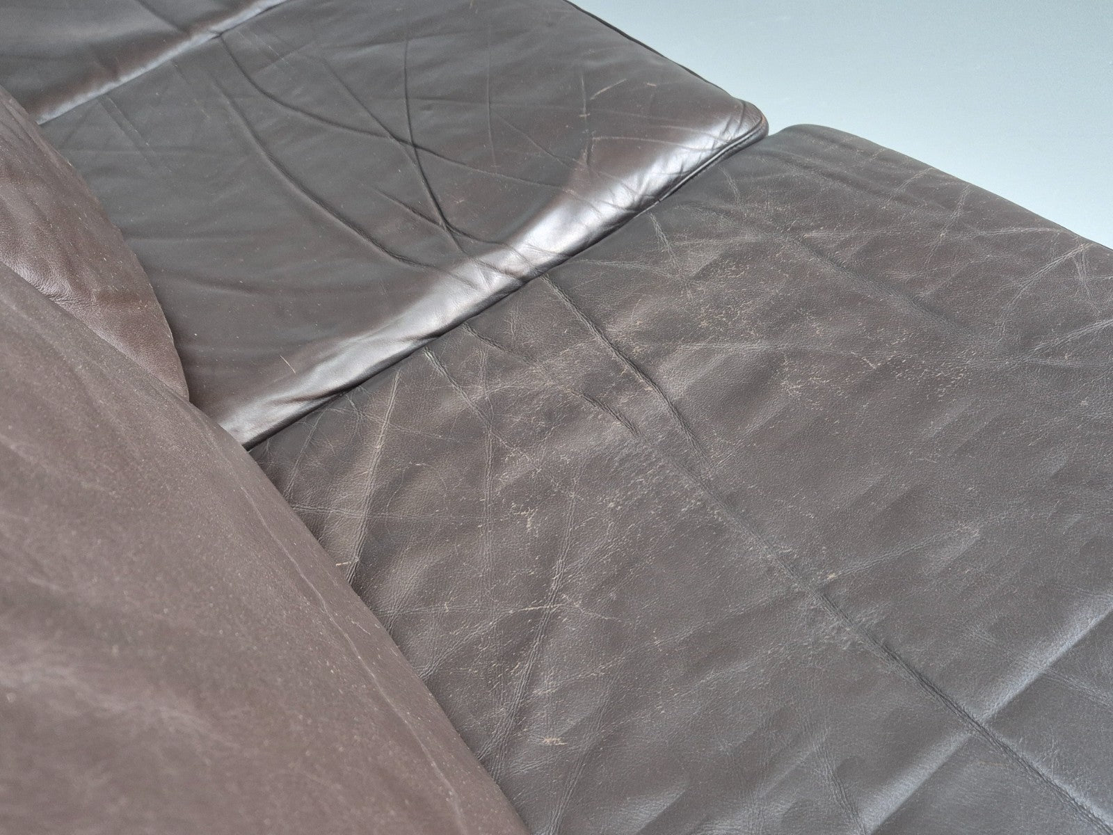 Vintage 3 Seat Sofa Brown Leather Danish Mid Century 1970s Retro  EB10537 M3SS14