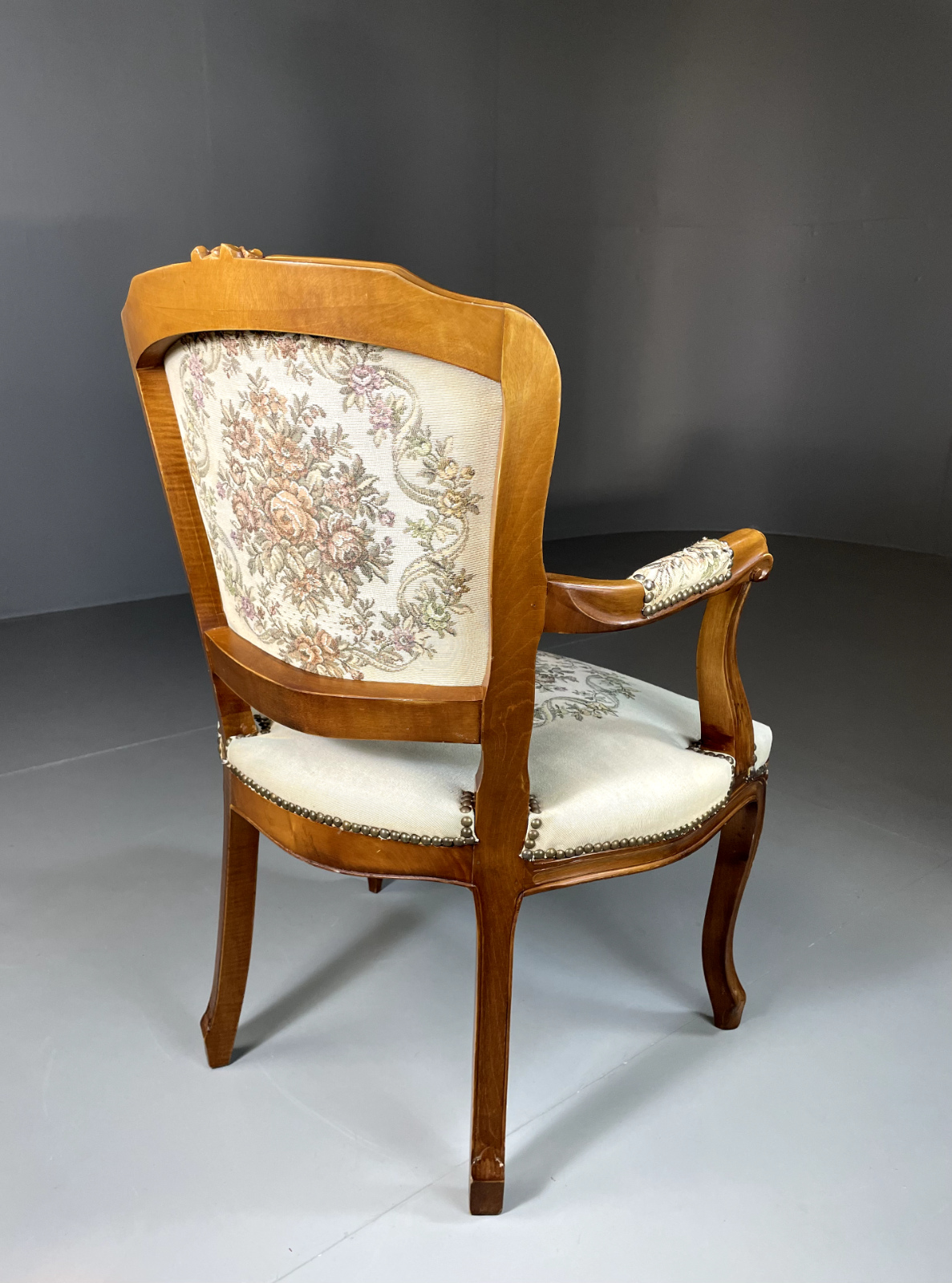 Vintage Danish Louis Style Fauteuil Chair, Embroidered Upholstery, EB5580 VCLO - UKDK FURNITURE