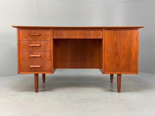 Vintage Danish Teak Desk With Drawers Shelving Mid Century Style EB9125 MWOO - UKDK FURNITURE