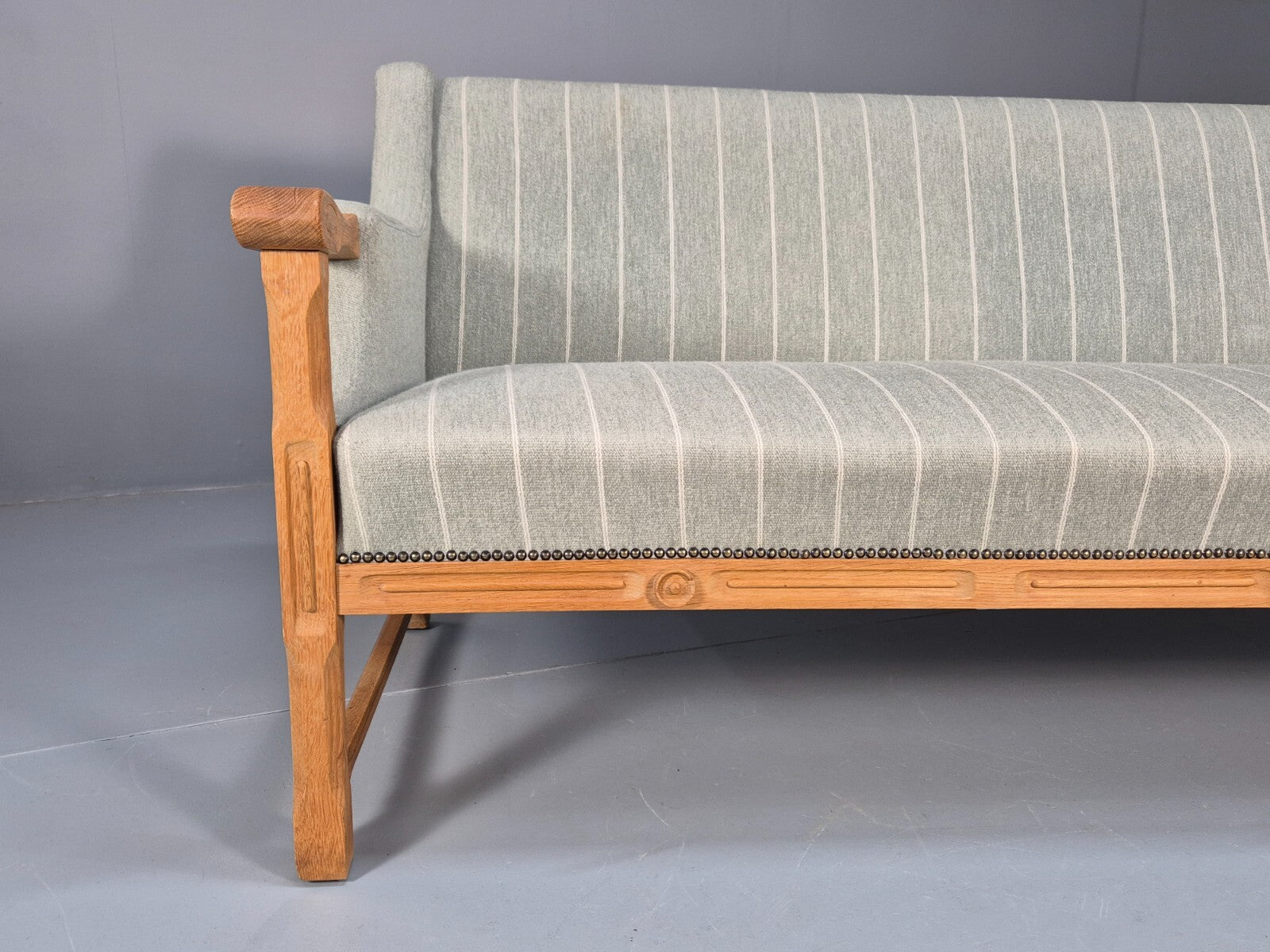 Vintage Danish Kjaernulf Style 3 Seat Sofa Oak Frame 1970s Retro EB9643 M3SS - UKDK FURNITURE