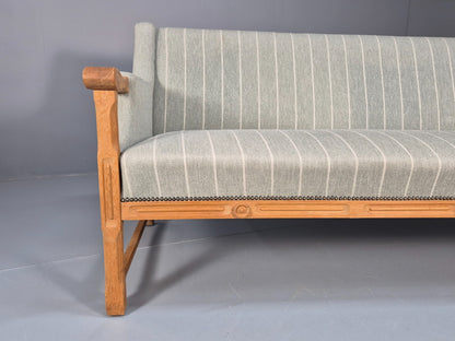Vintage Danish Kjaernulf Style 3 Seat Sofa Oak Frame 1970s Retro EB9643 M3SS - UKDK FURNITURE