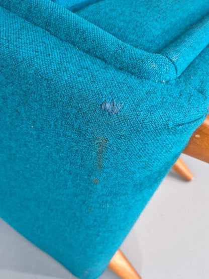 Vintage Swedish Lounge Chair 1960s Retro Dux Mid Century Blue Wool  EB11104 MNOR13