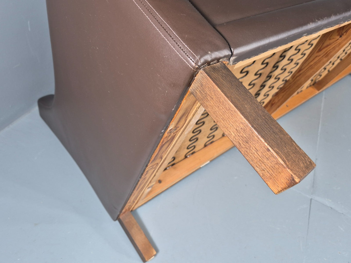 Vintage 3 Seat Leather Sofa 1970s Danish Brown Mid Century Retro EB10519 M3SS14