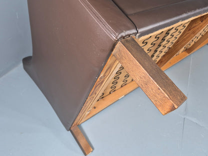 Vintage 3 Seat Leather Sofa 1970s Danish Brown Mid Century Retro EB10519 M3SS14