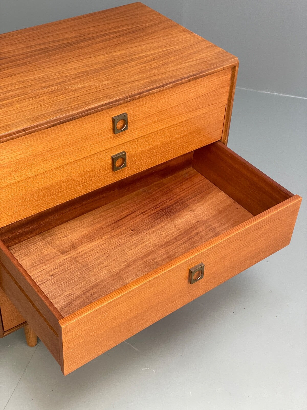 G Plan Teak Chest Of Drawers Vintage 1970s Brass Handles Felt Lined EB9762 MWOO - UKDK FURNITURE