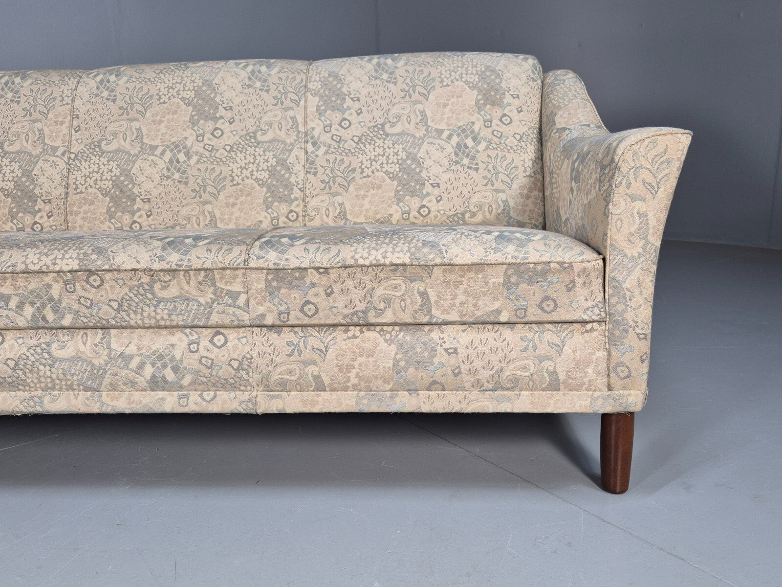 Vintage Danish Floral Upholstered 3 Seat Classic Mid Century Sofa EB9583 M3SS - UKDK FURNITURE