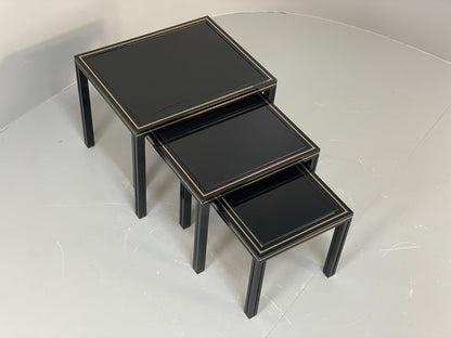 Vintage 1970s Nesting Tables Pierre Vandel Black Gold Glass 1970s EB11804 MWOO4