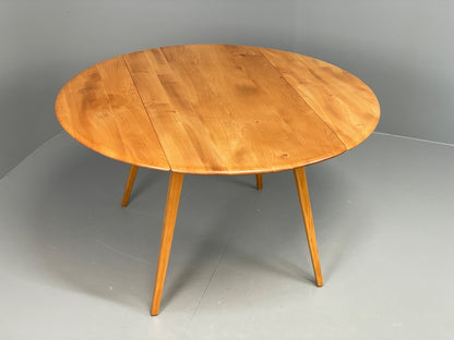 Vintage Ercol Circular Table Drop-Leaf Solid Blond Elm 1960s EB11053 MWOO0