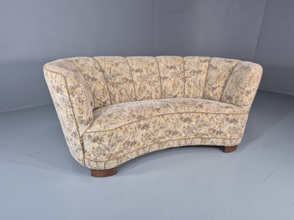 Vintage Banana Sofa 1930s Danish Art Deco Floral Cotton Retro EB10794 V2SS0