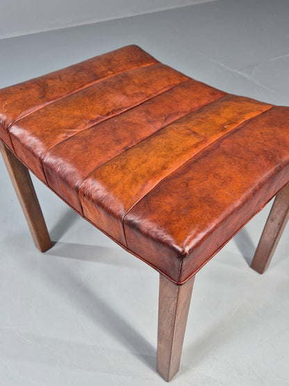 1950s Danish Leather Footstool Mid Century Kaare Klint Style  EB10995 MFOO6