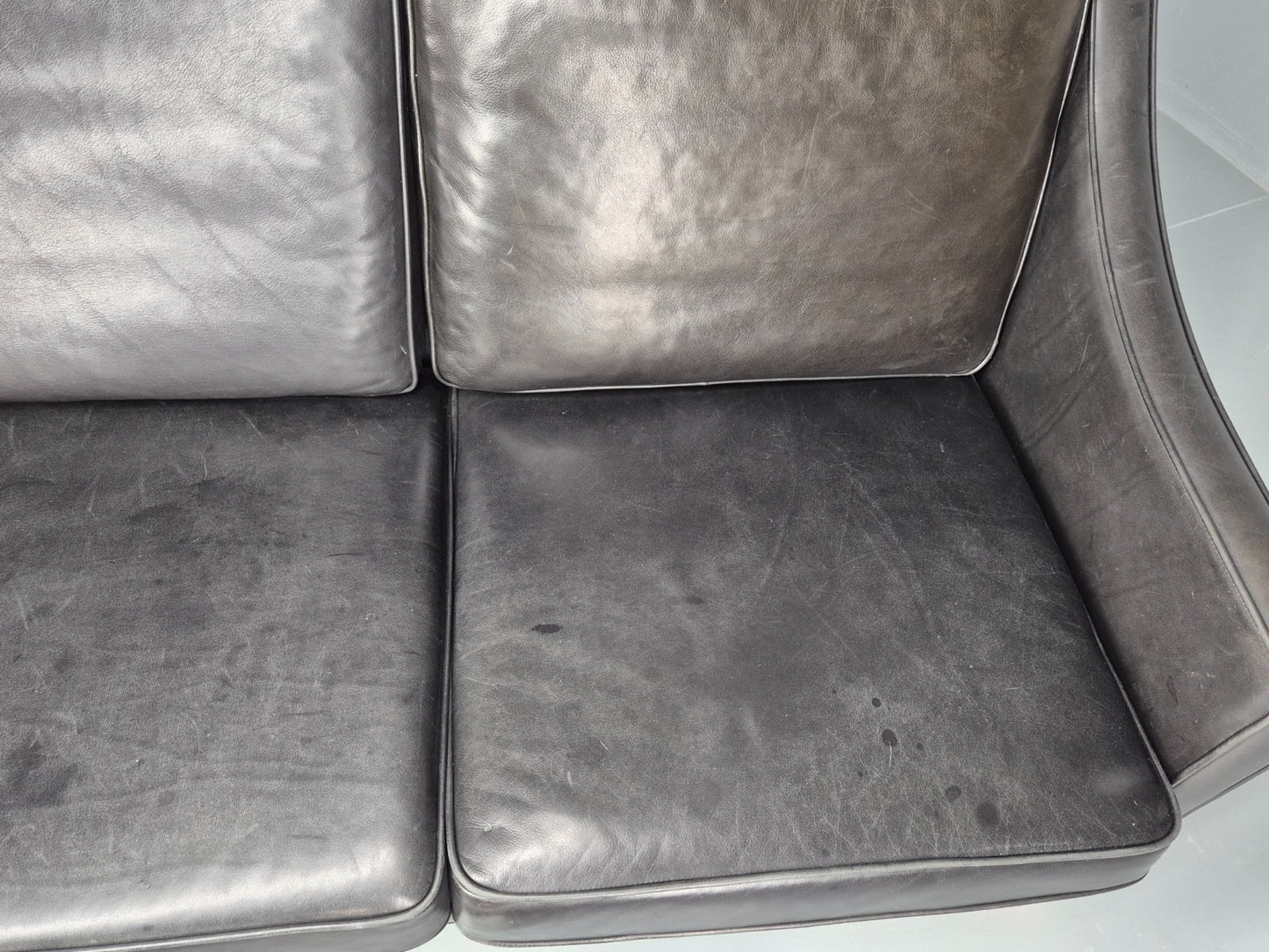 Vintage 3 Seat Sofa Black Leather Danish Hurup Mid Century Retro EB10475 M3SS6