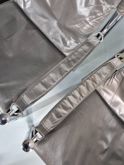 2 Vintage Leather and Chrome Lounge Chairs Safari by Borje Johanson EB11287 MNOR5