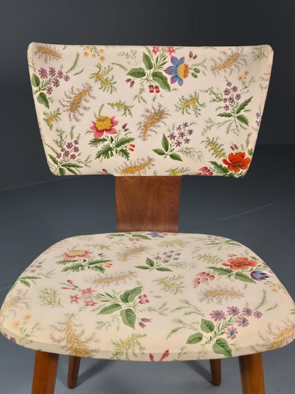 Retro 1950s Dining Chair Teak Bentwood Floral MCM Vintage EB10937 MNOR14