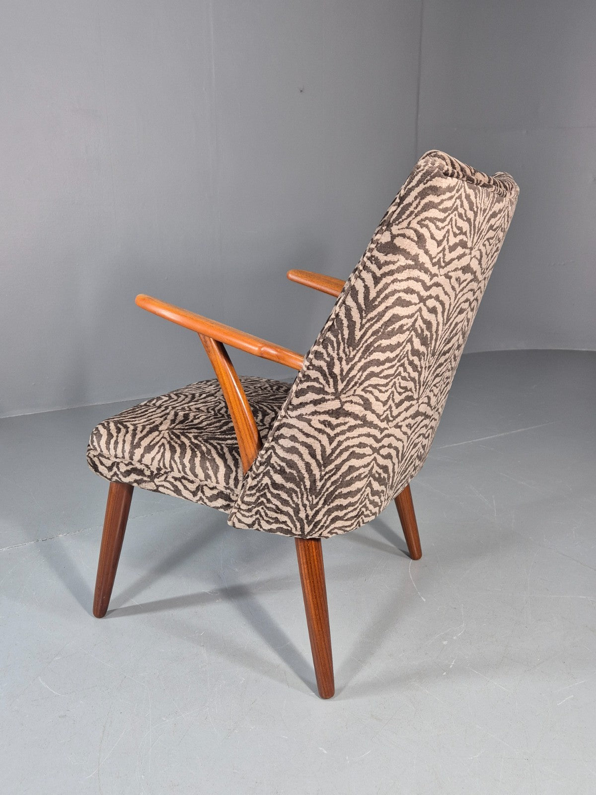 Vintage Teak Lounge Chair 1960s Danish Retro New Zebra Upholstery EB11259 MNOR9