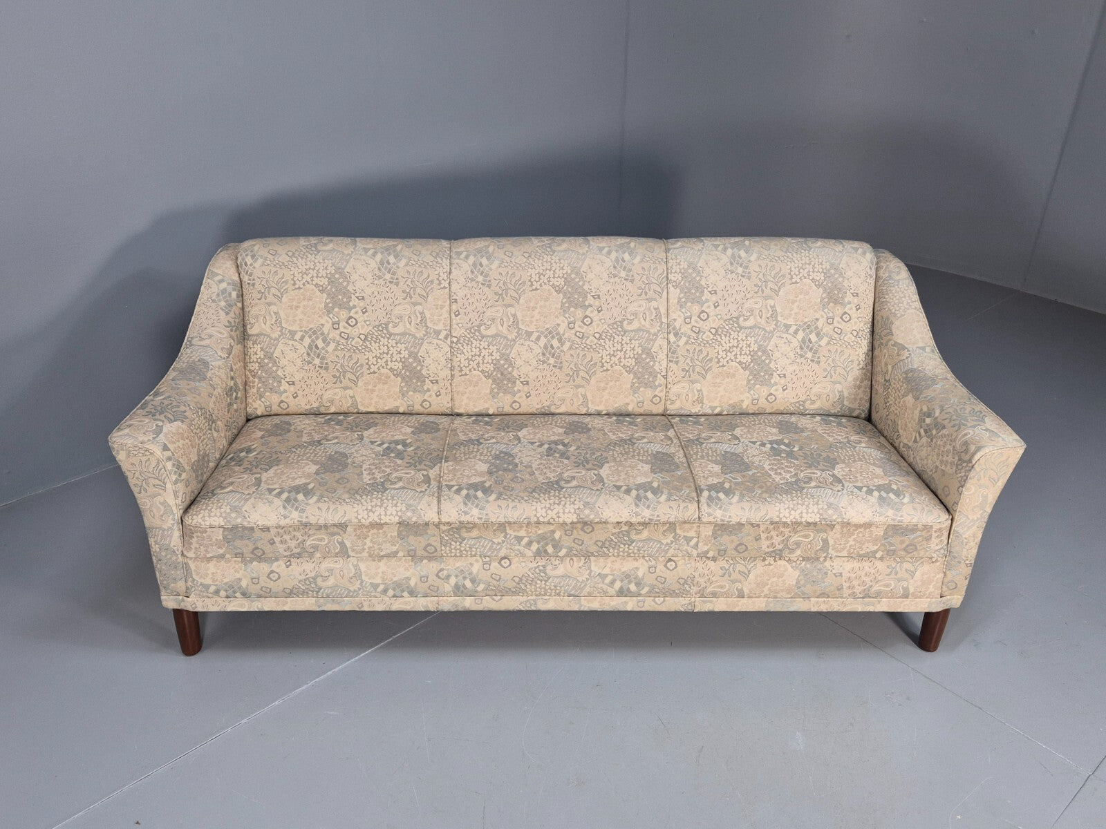 Vintage Danish Floral Upholstered 3 Seat Classic Mid Century Sofa EB9583 M3SS - UKDK FURNITURE