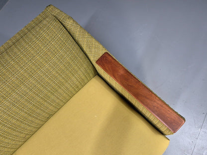 Vintage Danish 2 Seat Sofa Green Wool Teak Arms Retro MCM EB8900 M2SS - UKDK FURNITURE