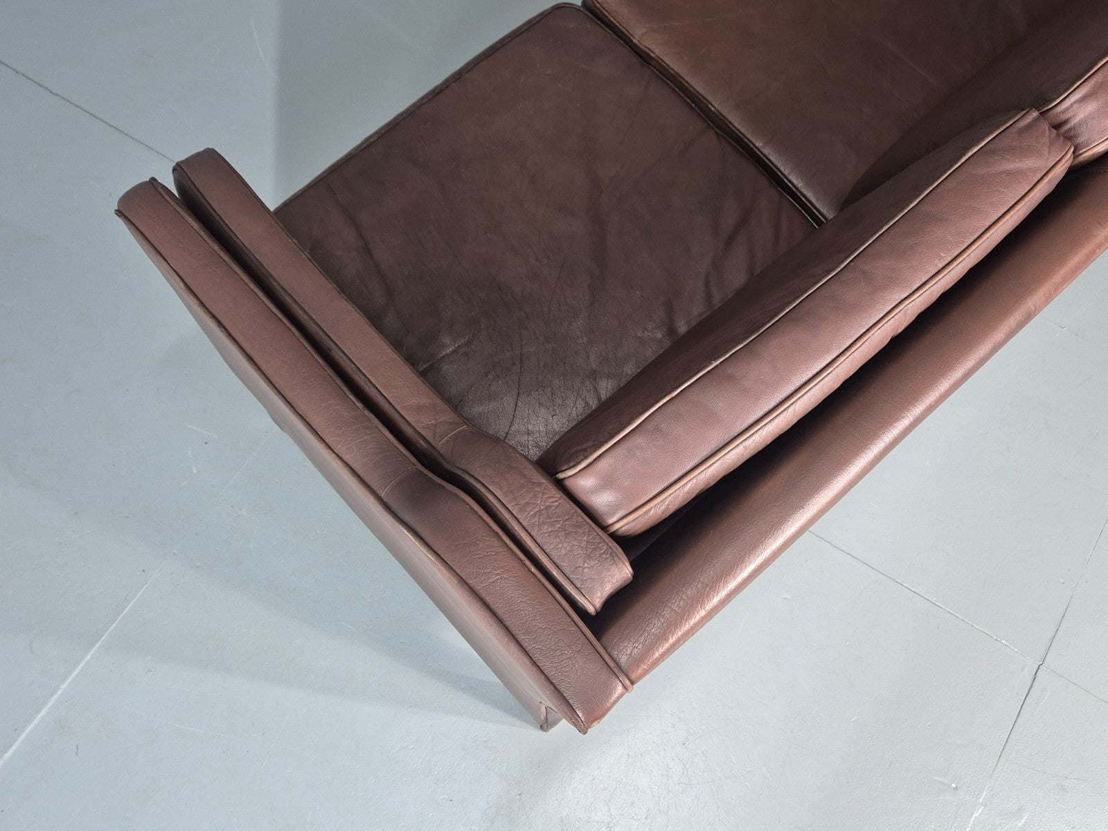 3 Seater Leather Sofa Vintage Mid Century Mogensen Shape 1970 Retro EB11356 M3SS21