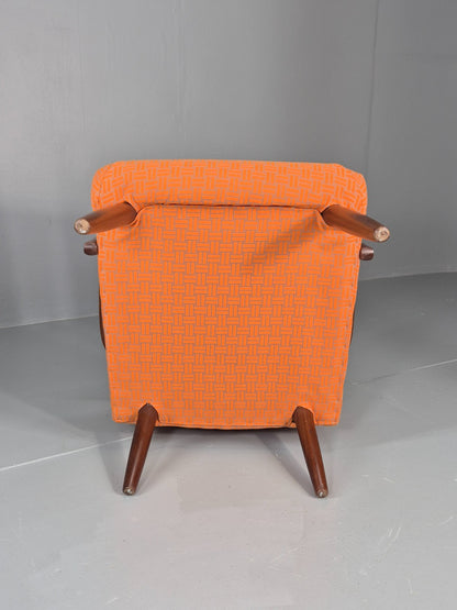 Vintage Danish Lounge Chair Teak Frame Mid Century New Upholstery EB8210 MNOR16